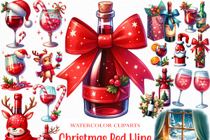 Christmas Red Wine Clipart, an Illustration by Craft Nest