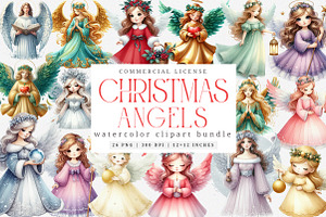 Christmas Angels Clipart Bundle, an Illustration by SinaCreation