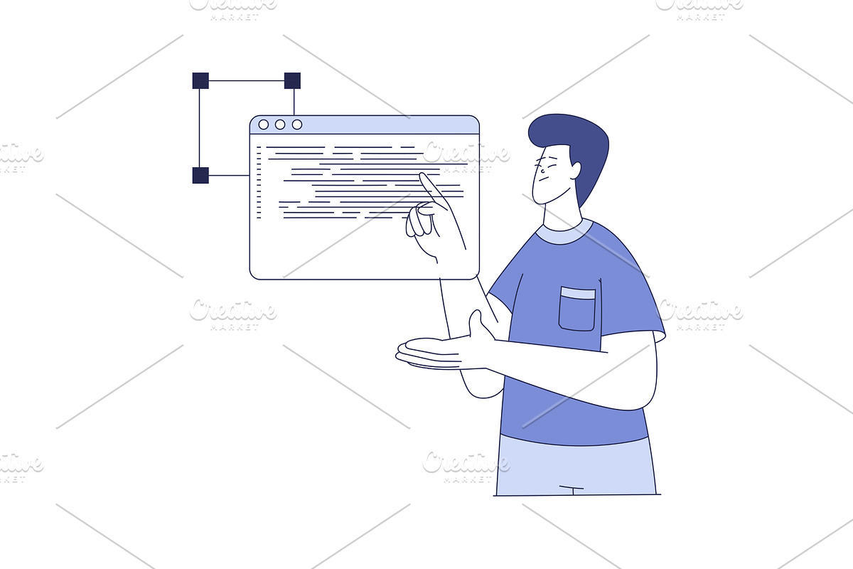 Smiling Man with Computer Screen, a Person Illustration by TopVectors