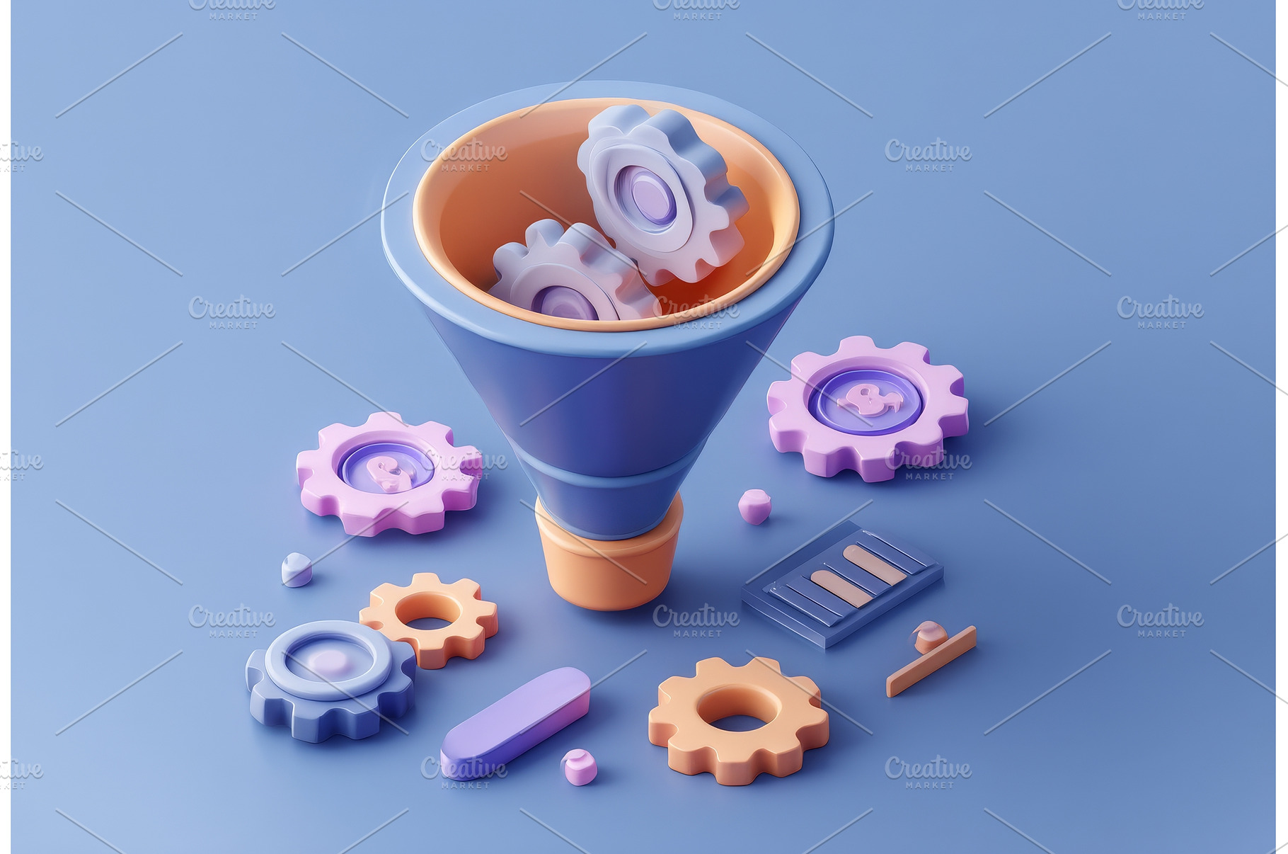 The concept of a 3D sales funnel is, a Business Photo by ZinetroN