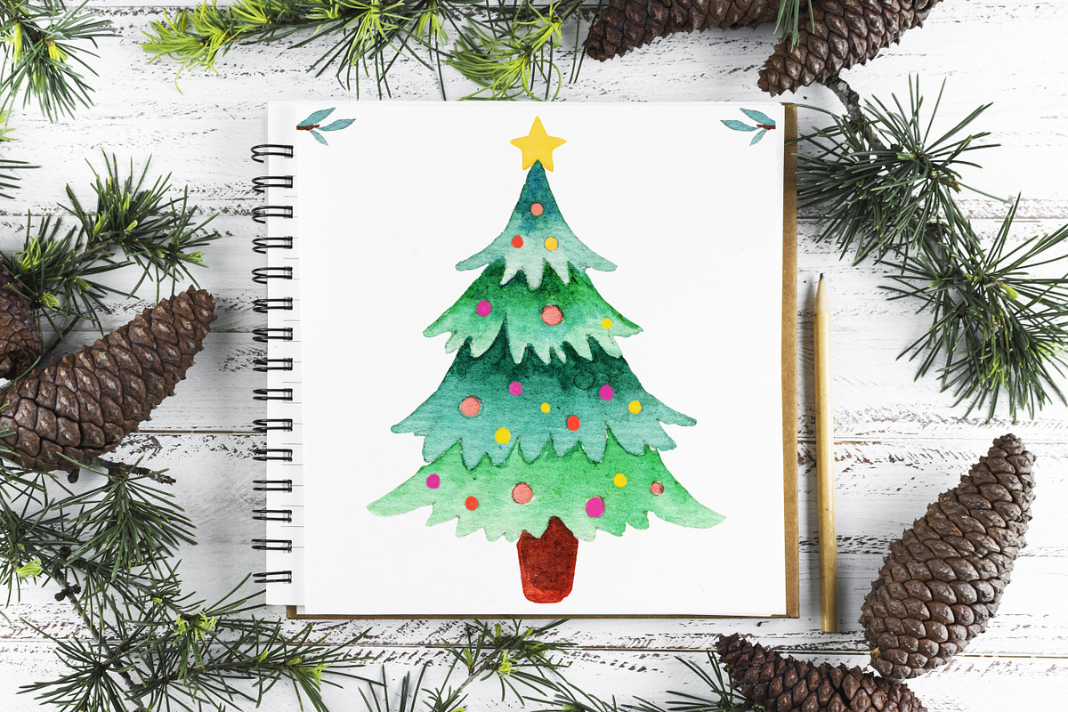 Happy christmas watercolor pack, an Object Graphic by MiraBell (Photo 4 of 10)
