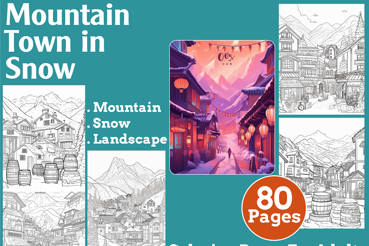 Mountain Town in Snow Coloring Pages, an Animal Illustration by martinblan (Photo 1 of 4)