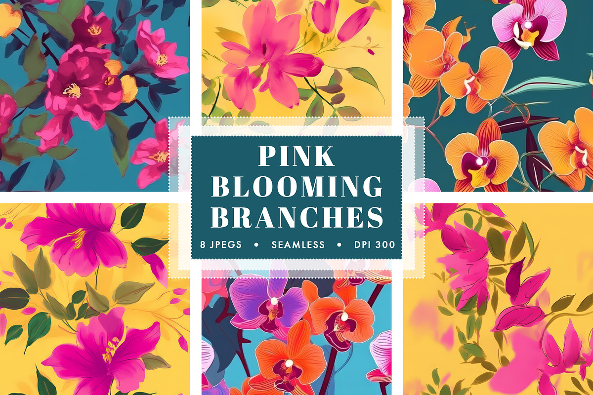 Pink Blooming Floral Patterns, a Pattern Graphic by Ninterints (Photo 1 of 20)