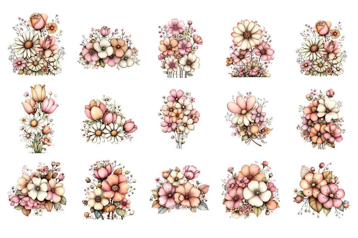 Whimsical Flowers Spring Clipart, an Illustration by GatewayDesign (Photo 3 of 3)