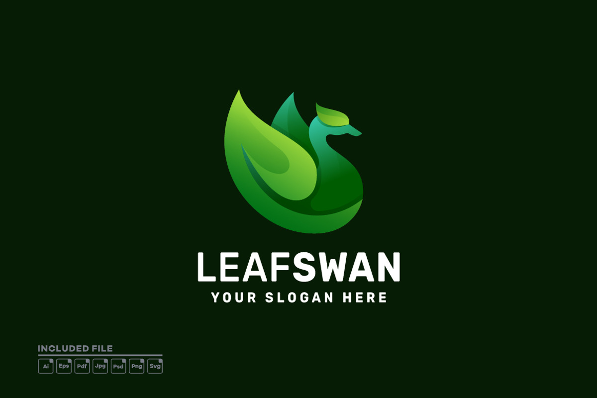 Leaf Swan Gradient Logo Vector, a Branding & Logo Template by yuanesei