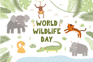 World Wildlife Day design with cute, an Animal Illustration by sceptical cactus