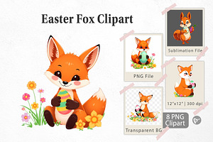 Easter Fox Clipart, a Graphic by Artnoy