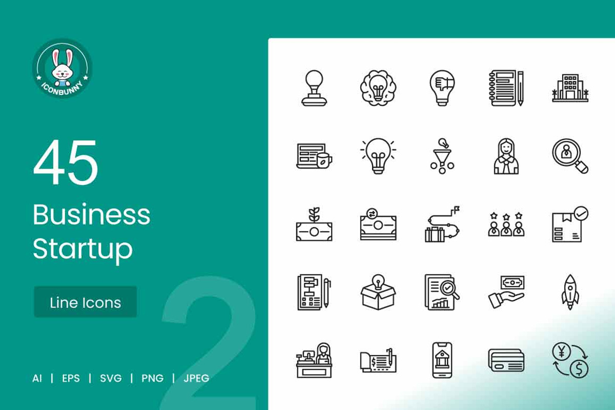 Business Startup Line Icons, an Icon by IconBunny (Photo 1 of 2)