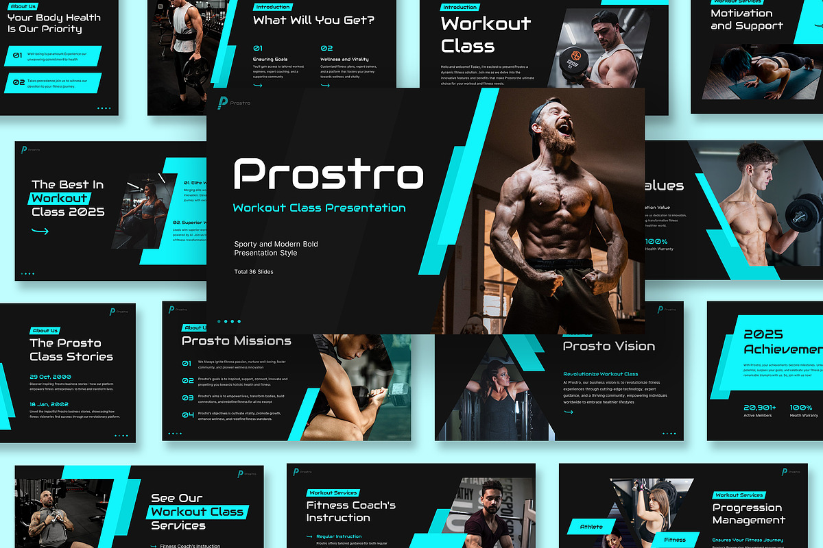 Prostro Workout Class Powerpoint, a Presentation Template by kerismaker (Photo 1 of 11)