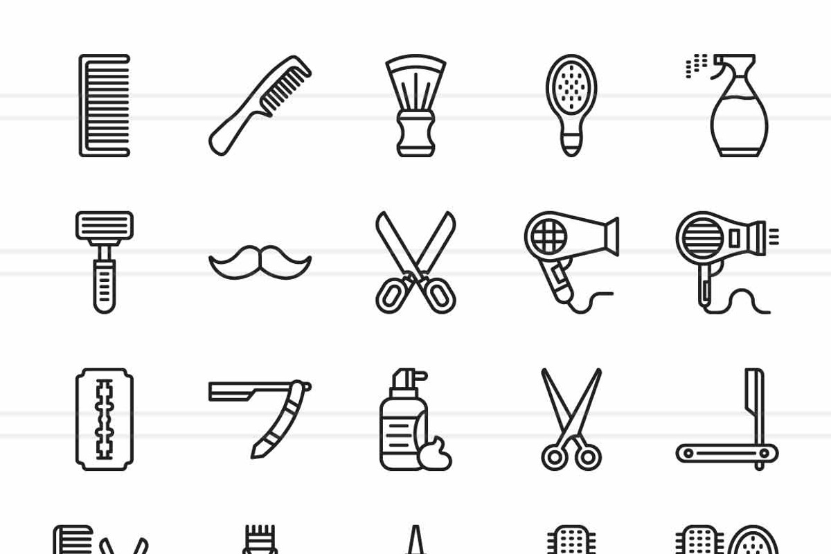 50 Barber’s Tools Line Icons, an Icon by IconBunny (Photo 2 of 2)