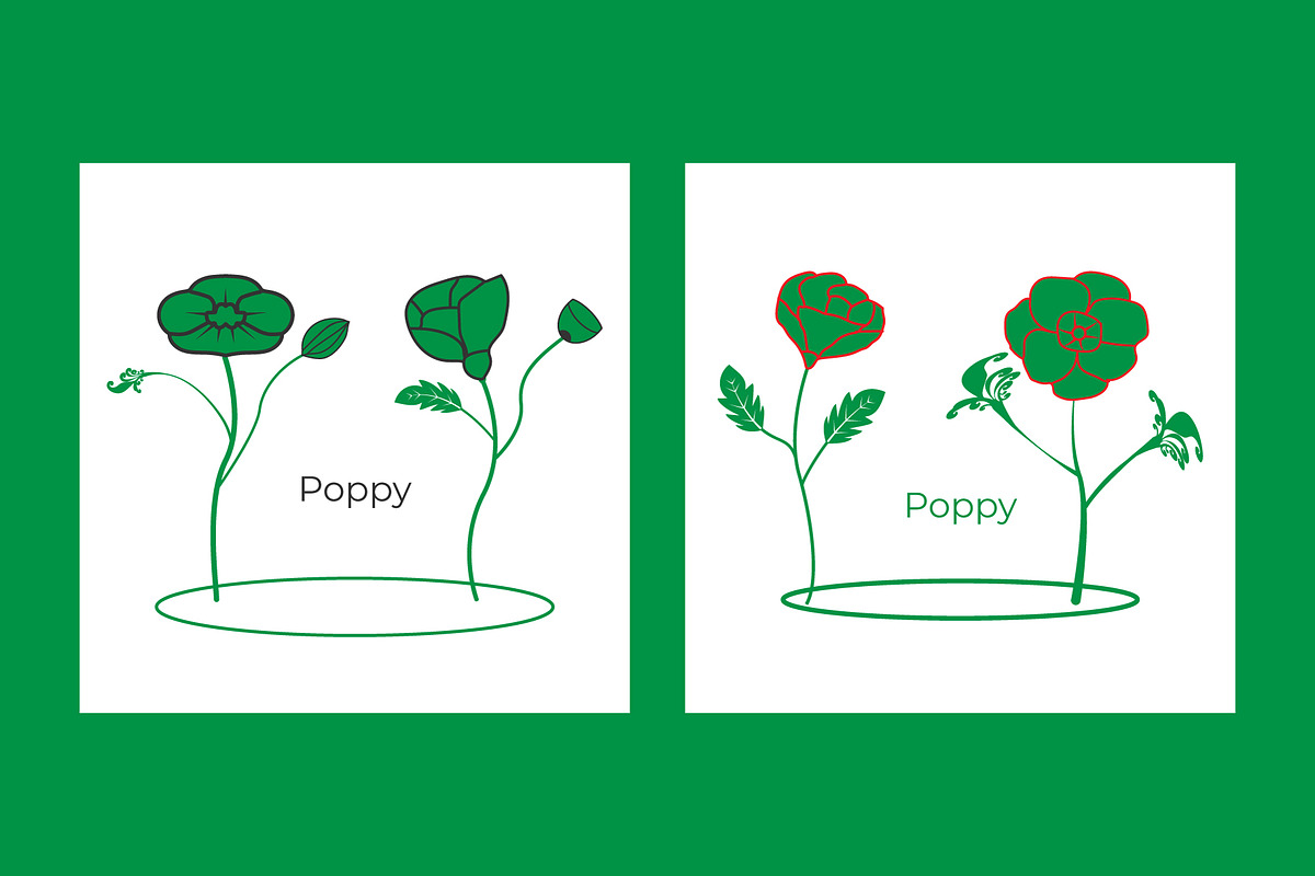 Stylized Poppy Flowers Illustration, a Decorative Illustration by Lakhan1998 (Photo 3 of 6)