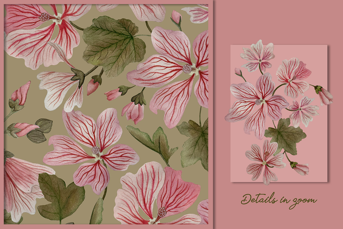 Vintage Mallow Prints & Patterns, a Pattern Graphic by GND ART STUDIO (Photo 8 of 8)