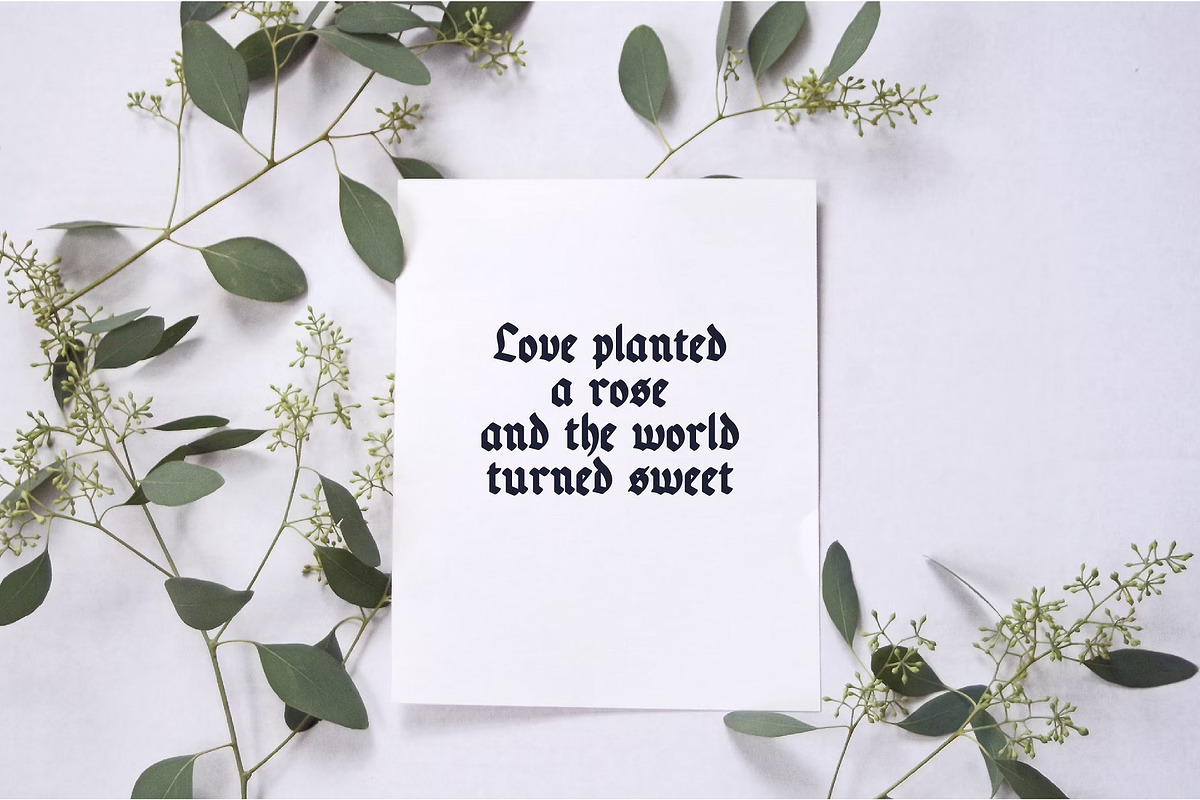 Glory Rose Gothic Blacklatter Font, a Blackletter Font by Gumrega Studio (Photo 5 of 6)