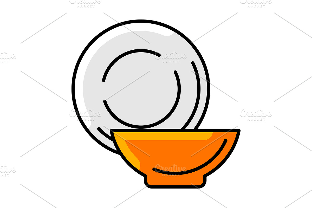 Dishes and plates icon., a Solid Icon by incomible