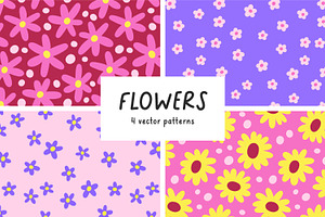 Groowy flowers, seamless pattern set, a Pattern Graphic by Good Studio