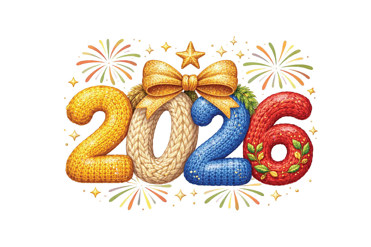 Faux Yarn New Year 2026 Png, an Illustration by DreamPrint404 (Photo 1 of 6)