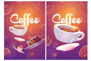 Coffee Posters With Illustration Of