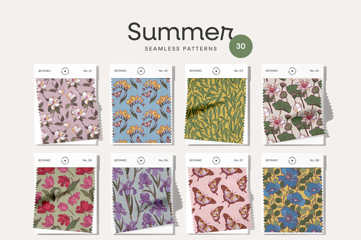 Summer Floral Seamless Patterns