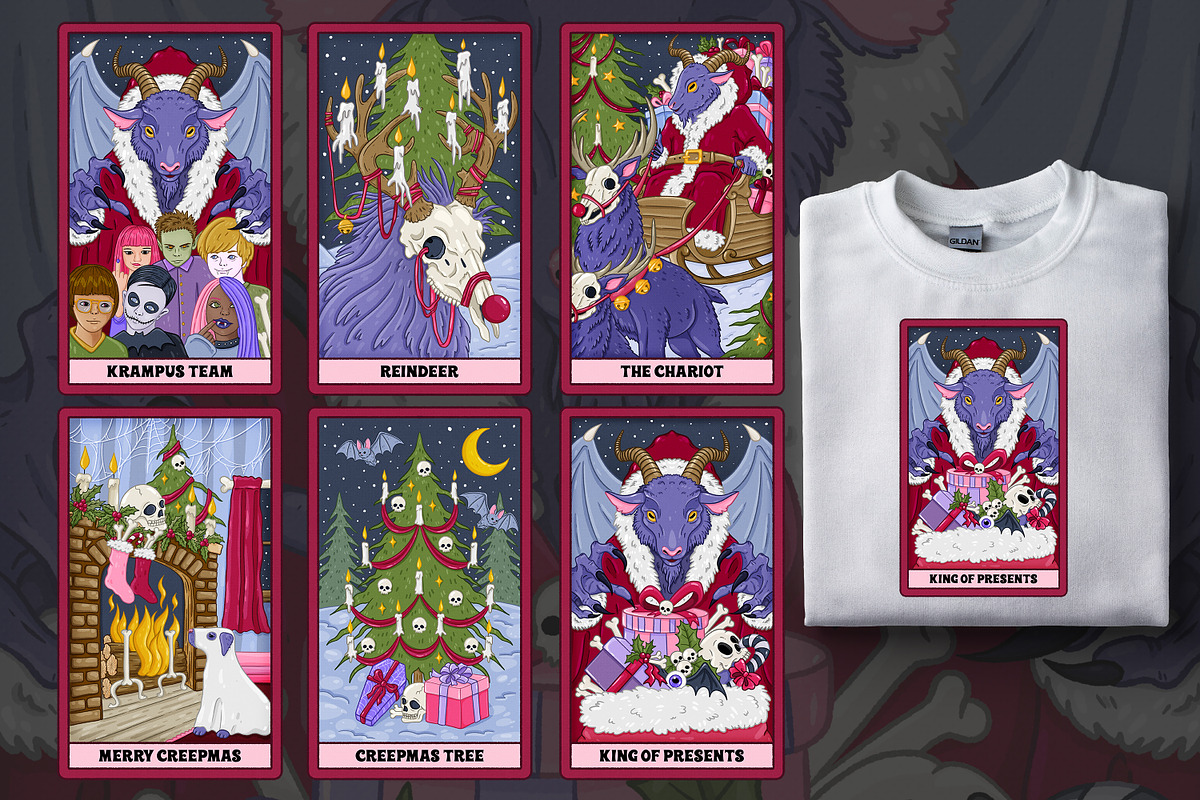 Creepmas Tarot, Creepy Christmas, an Illustration by SecondOfJuly (Photo 2 of 4)