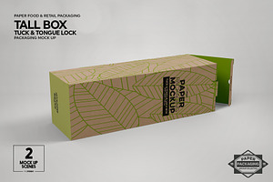 Tall Box Tuck&Tongue Lock Mockup