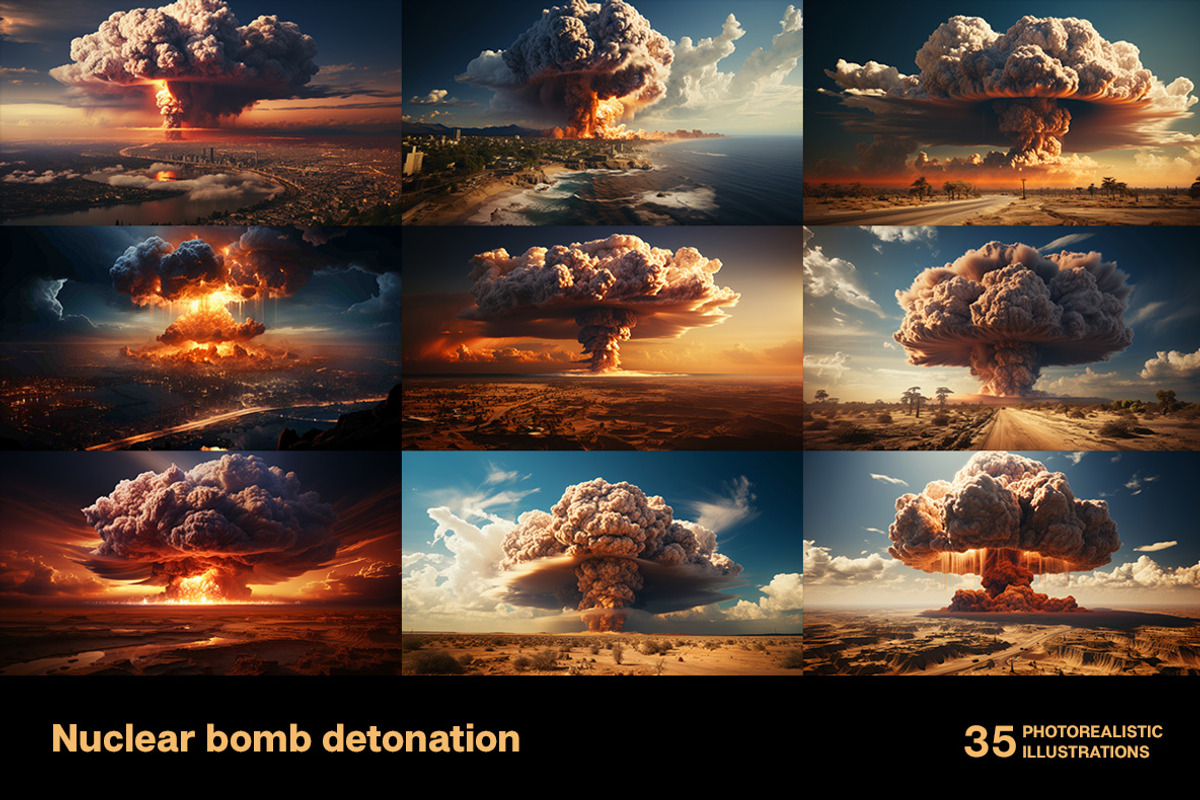 Nuclear bomb detonation. 35 images, an Object Illustration by Handmadefont (Photo 8 of 10)
