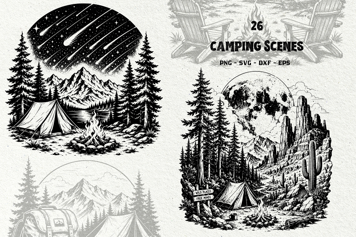 Camping Scenes Adventure Graphics, a Sport Illustration by DENIDigitalArtSudio (Photo 1 of 8)
