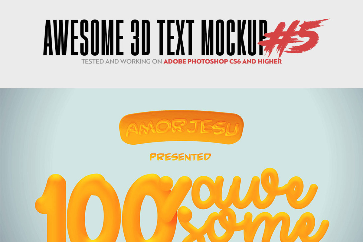 Awesome 3D Text Mockup Bundle, a Mockup by Amorjesu.com (Photo 6 of 21)