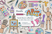 Art Supplies Doodle Clipart, an Object Graphic by KathrineWatercolor (Thumbnail 1 of 5)
