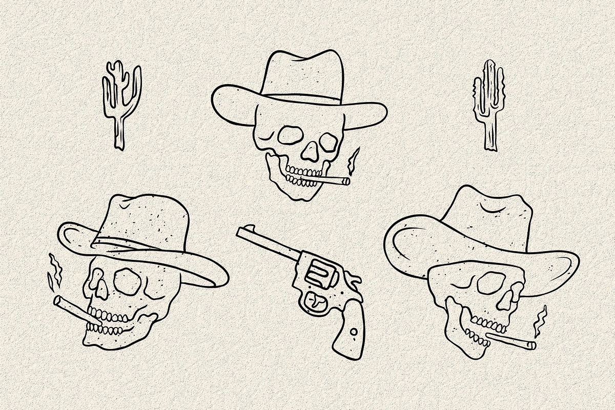 WESTERN SKULL (SVG, VECTOR, PNG), an Illustration by Ben studio (Photo 2 of 4)