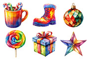 Watercolor Funky Christmas Clipart, an Illustration by Daily.Designs (Thumbnail 2 of 5)