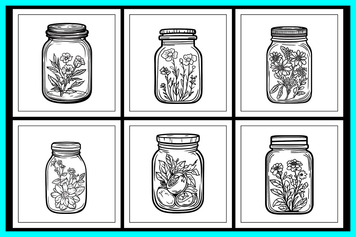 Flower inside jar Coloring Pages, an Object Illustration by protabsorkar11 (Photo 2 of 7)