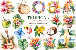 Tropical Summer Party Clipart PNG, a Seasonal Illustration by SugarCloudStudioArt