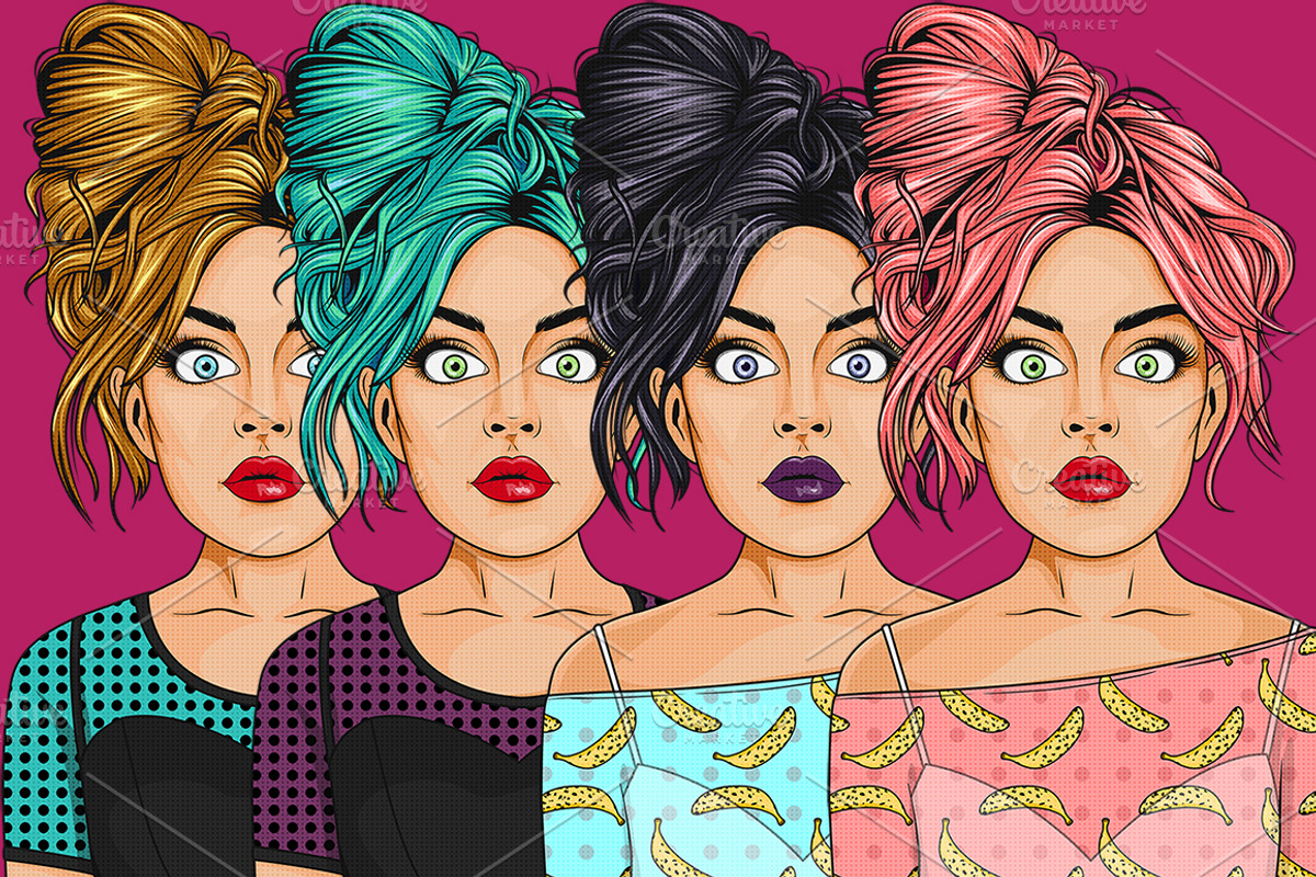 Comic Style Pop Art Girls, an Illustration by Dapper Dudell (Photo 5 of 7)