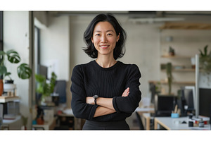 Confident Asian businesswoman, a Business Photo by Sergey Kotenev