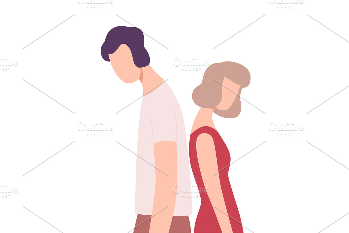 Young Man and Woman Standing Back, a Person Illustration by TopVectors