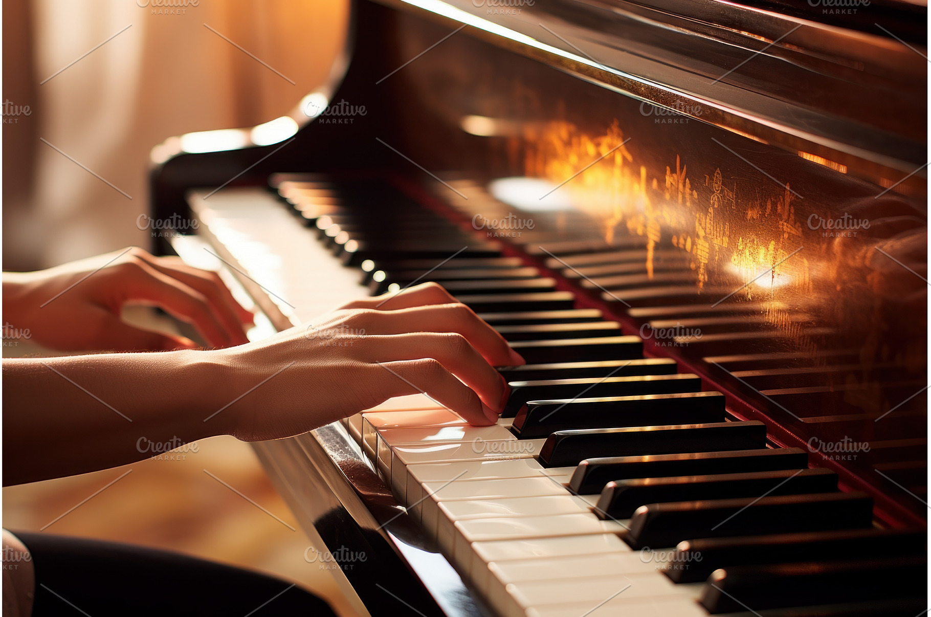 Melodic Hands playing piano, a Person Photo by Ylivdesign
