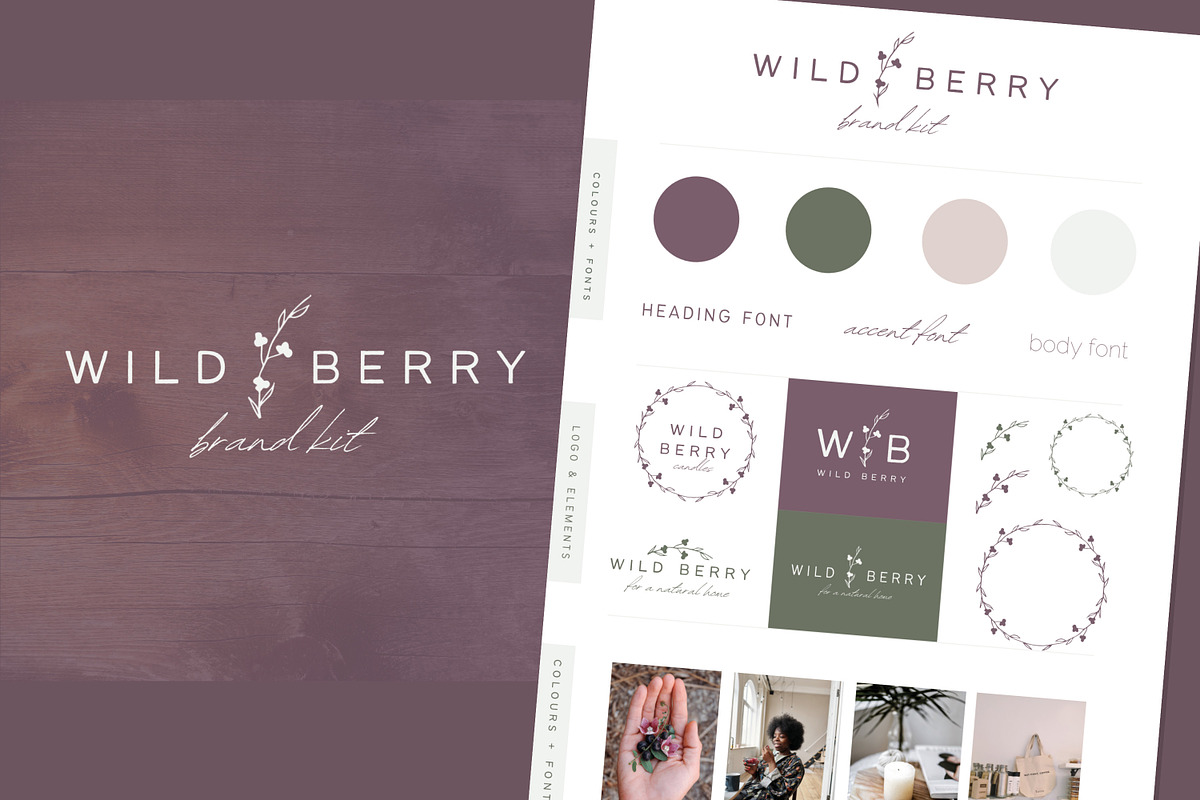 Wild Berry Logo Template Brand Kit, a Branding & Logo Template by CreativeWilderness (Photo 1 of 9)