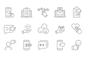 Customer Satisfaction Line Icon Set, an Object Illustration by Gentle Studio