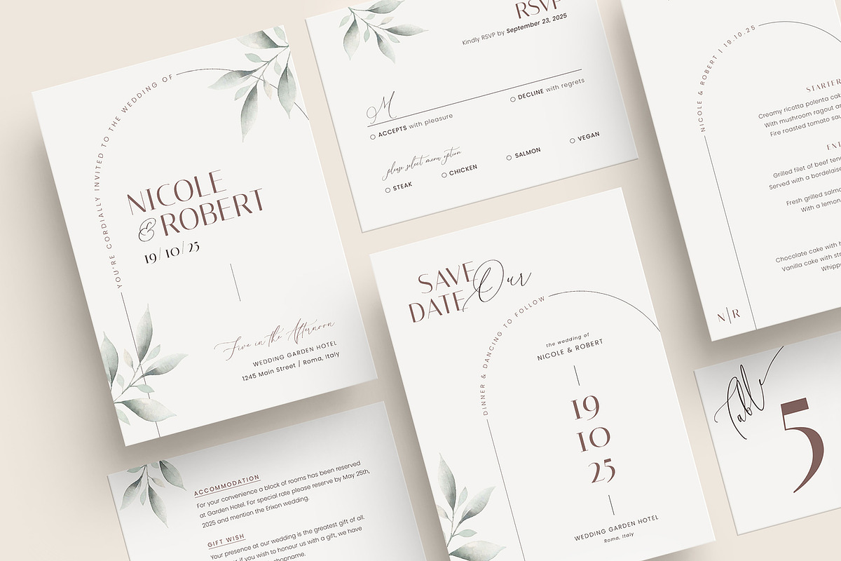 Foliage Wedding Invitation Suite, an Invitation Template by Agape Design (Photo 6 of 6)