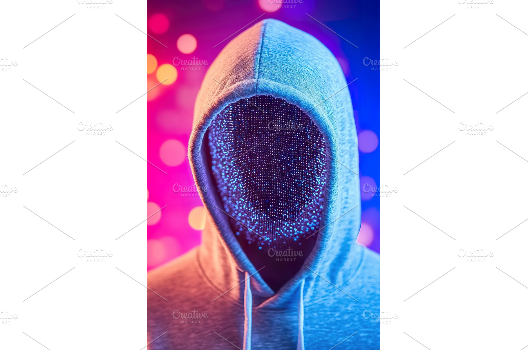 Anonymous person in hood with, a Technology Photo by Lermont51