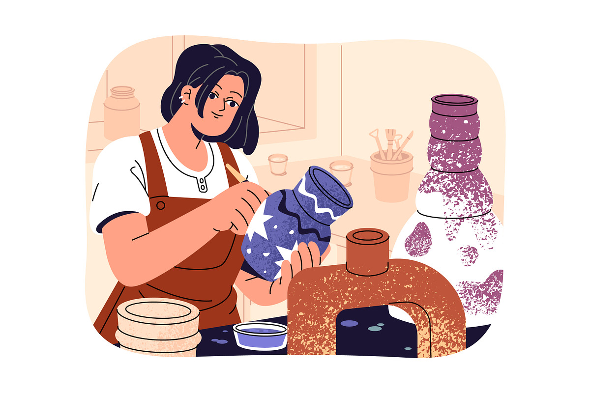 People do ceramics. Pottery workshop, a Person Illustration by PaperTrident (Photo 10 of 11)