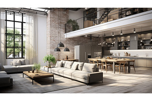 modern loft interior background ai, an Industrial Photo by pikepicture