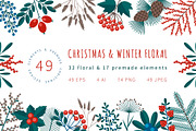 Christmas & Winter Floral collection, a Decorative Illustration by VectoriyA (Thumbnail 1 of 8)