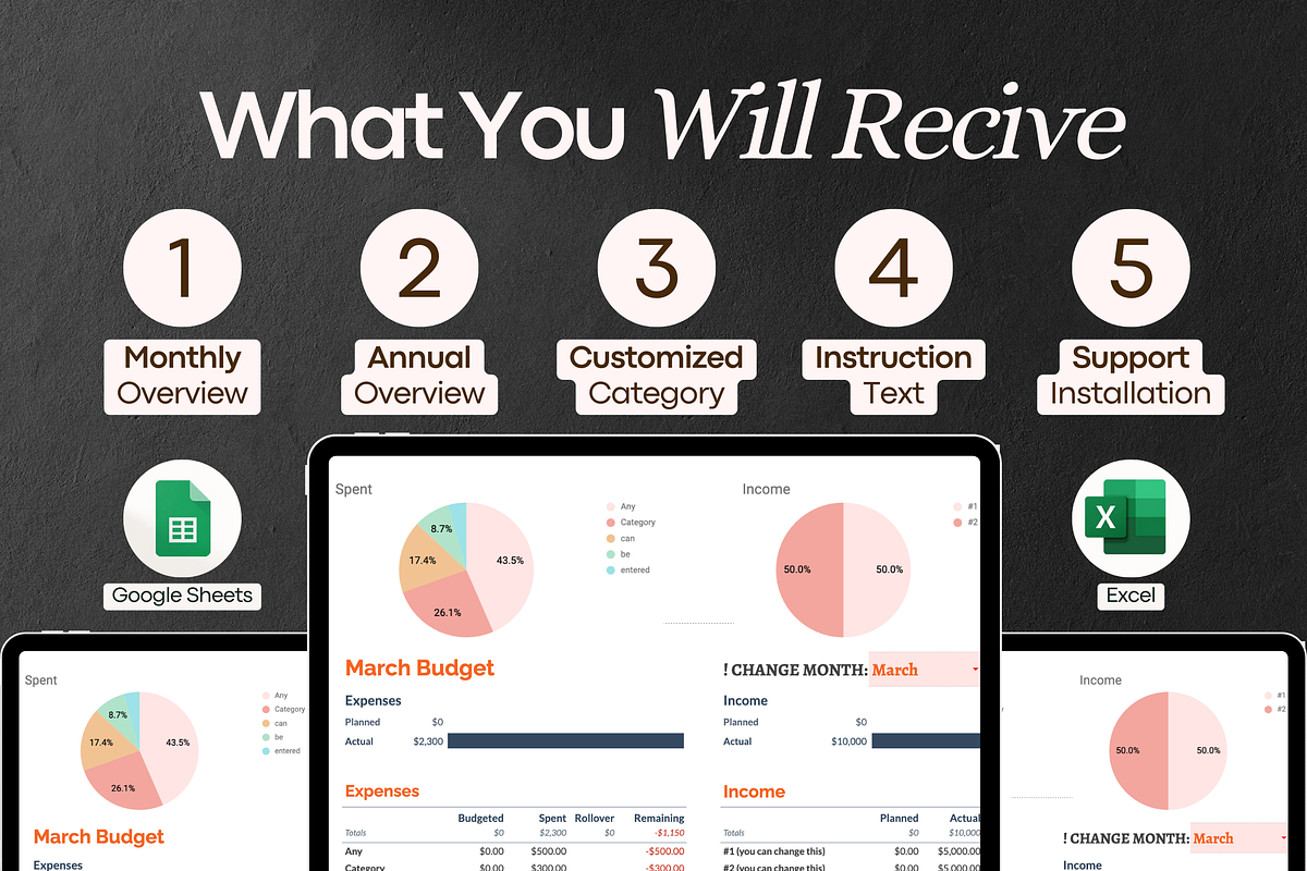 Monthly Budget Spreadsheet, a Templates & Theme by vitalinagerman (Photo 6 of 11)