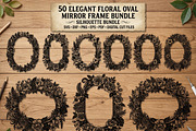 50 Elegant Floral Oval Mirror Frame, a Decorative Illustration by Amazin_art (Thumbnail 1 of 26)