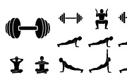 Fitness Workout Silhouette Icon Set, an Illustration by musafir_fashion (Thumbnail 31 of 51)