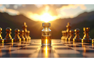 Glass medical vial on chessboard at, a Technology Photo by Igor Tichonow