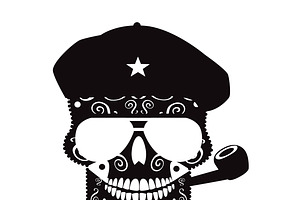 Che Guevara Skull Black And White