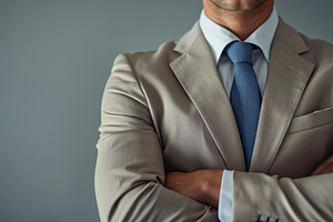 Confident businessman in beige suit, a Business Photo by AlyaAnd