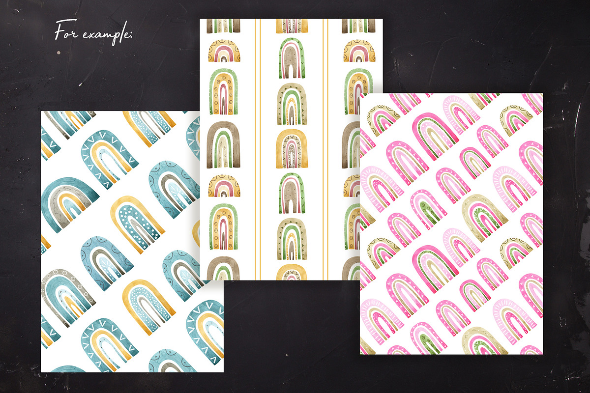 Watercolor Boho Rainbows Set, an Object Graphic by OrangePeafowlArt (Photo 13 of 16)